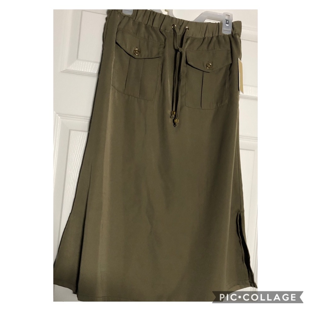 Michael Kors Safari Green Mid Length Skirt